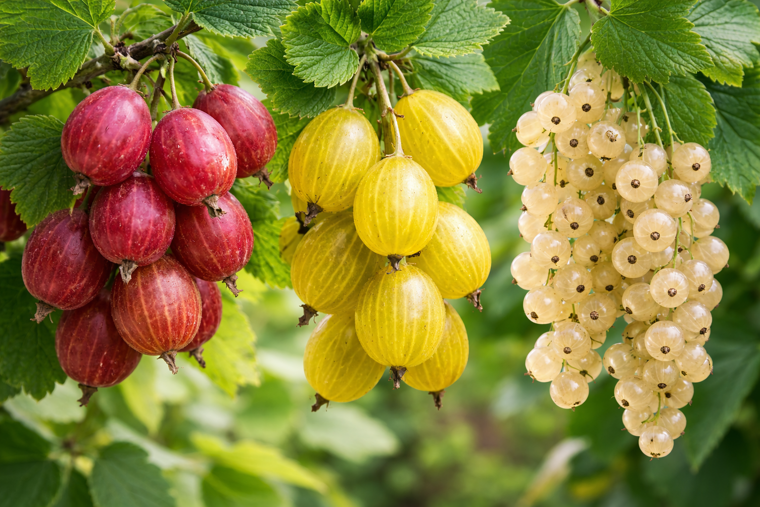 Rode kruisbes, gele kruisbes, witte aalbes